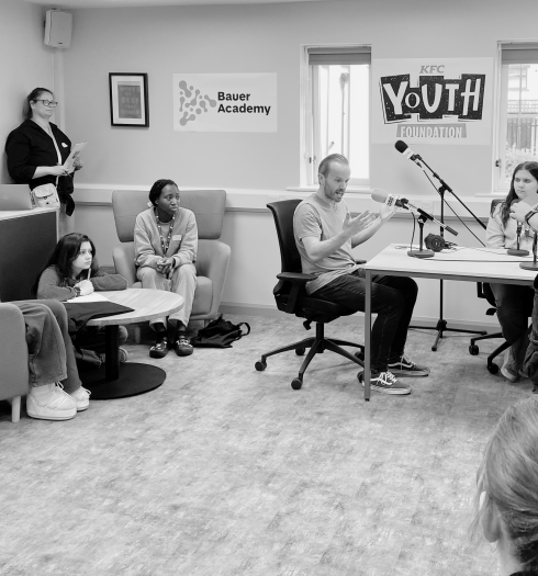 Young people recording podcasts